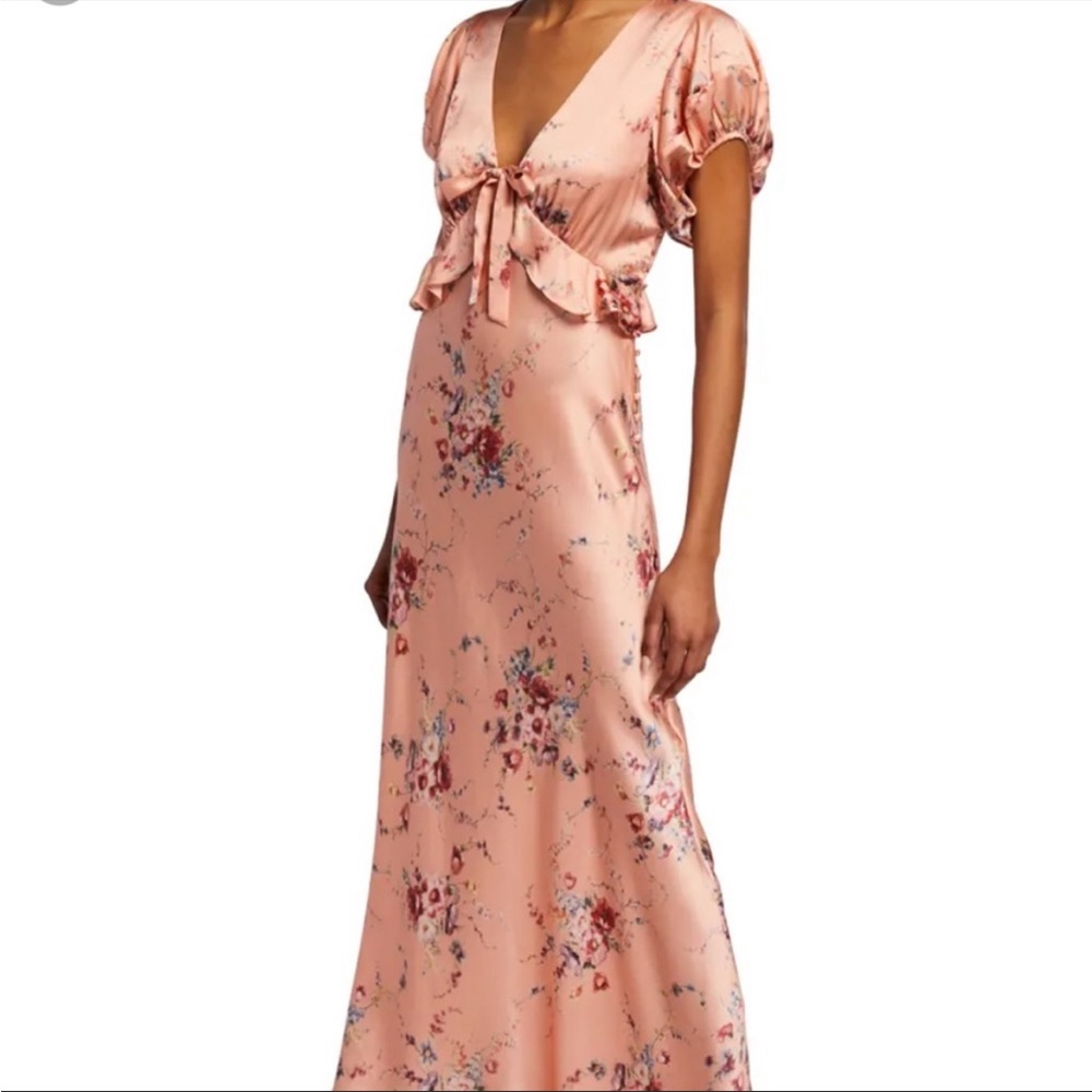 LoveShackFancy Lillian pink floral dress 100% silk in size 2